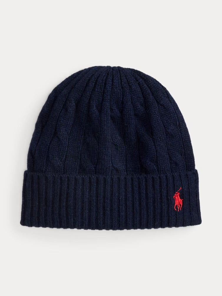 Cable-Knit Wool-Cashmere Beanie Hunter Navy