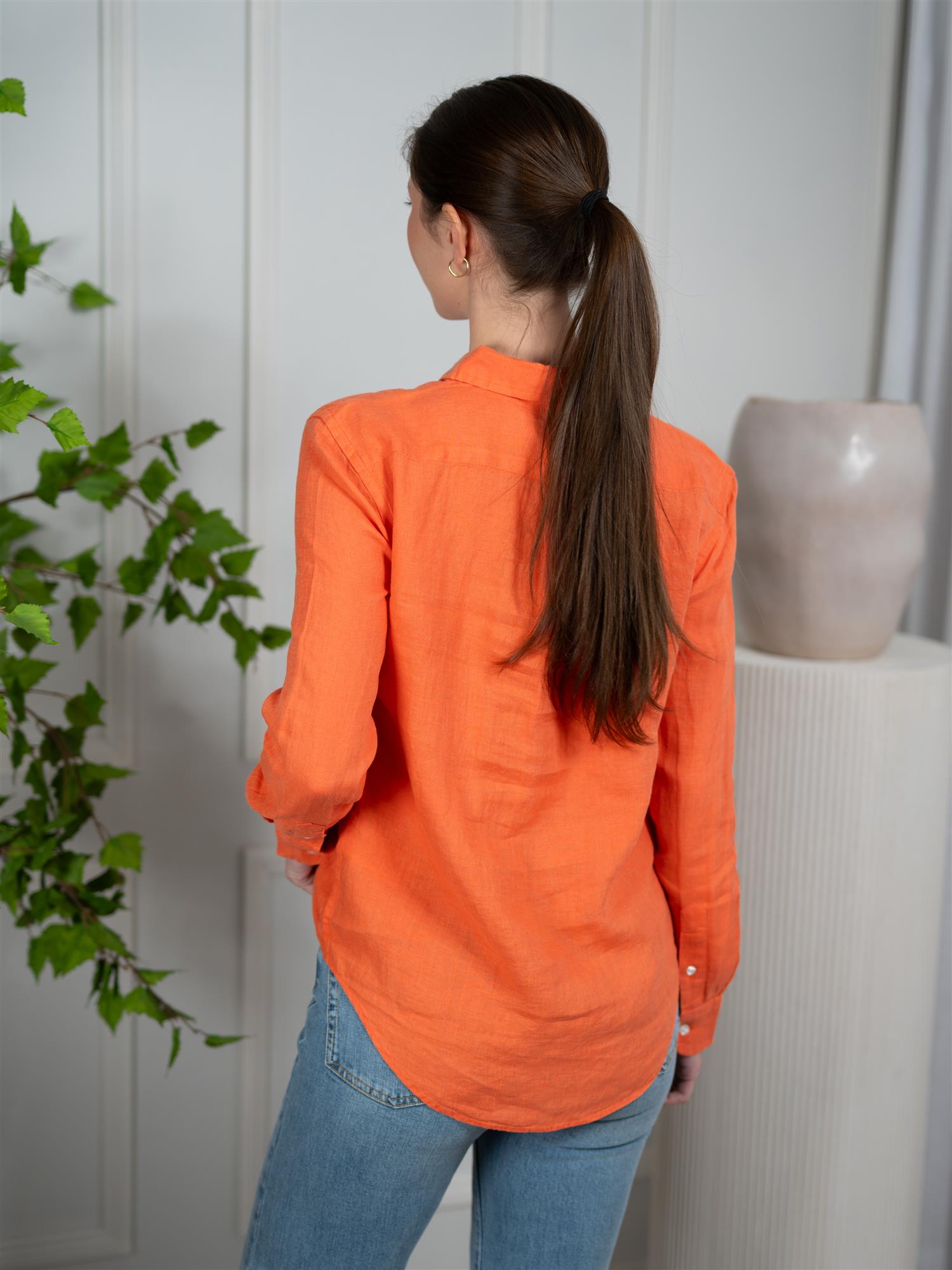 Polo Classic Fit Linen Shirt True Orange