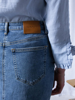 Gant Short Denim Skirt Mid Blue