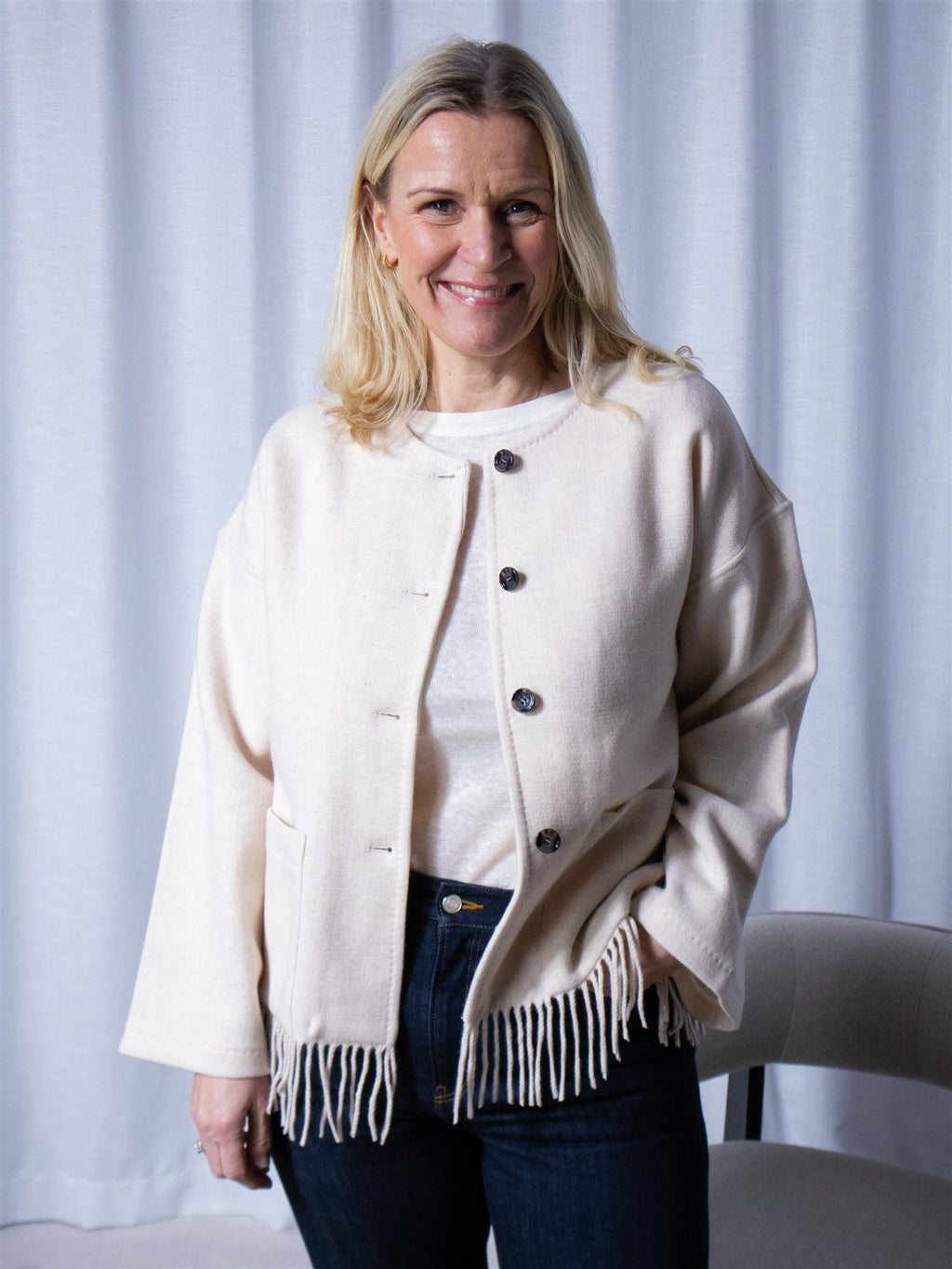 Christian Aks Carla Lambswool Jacket Creme