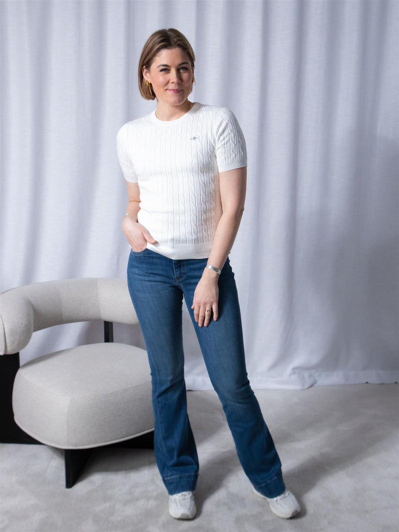 Gant Stretch Cotton Cable C-Neck Hvit