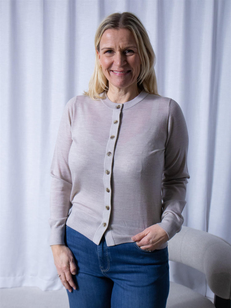 Christian Aks Rose Merino Cardigan Sand