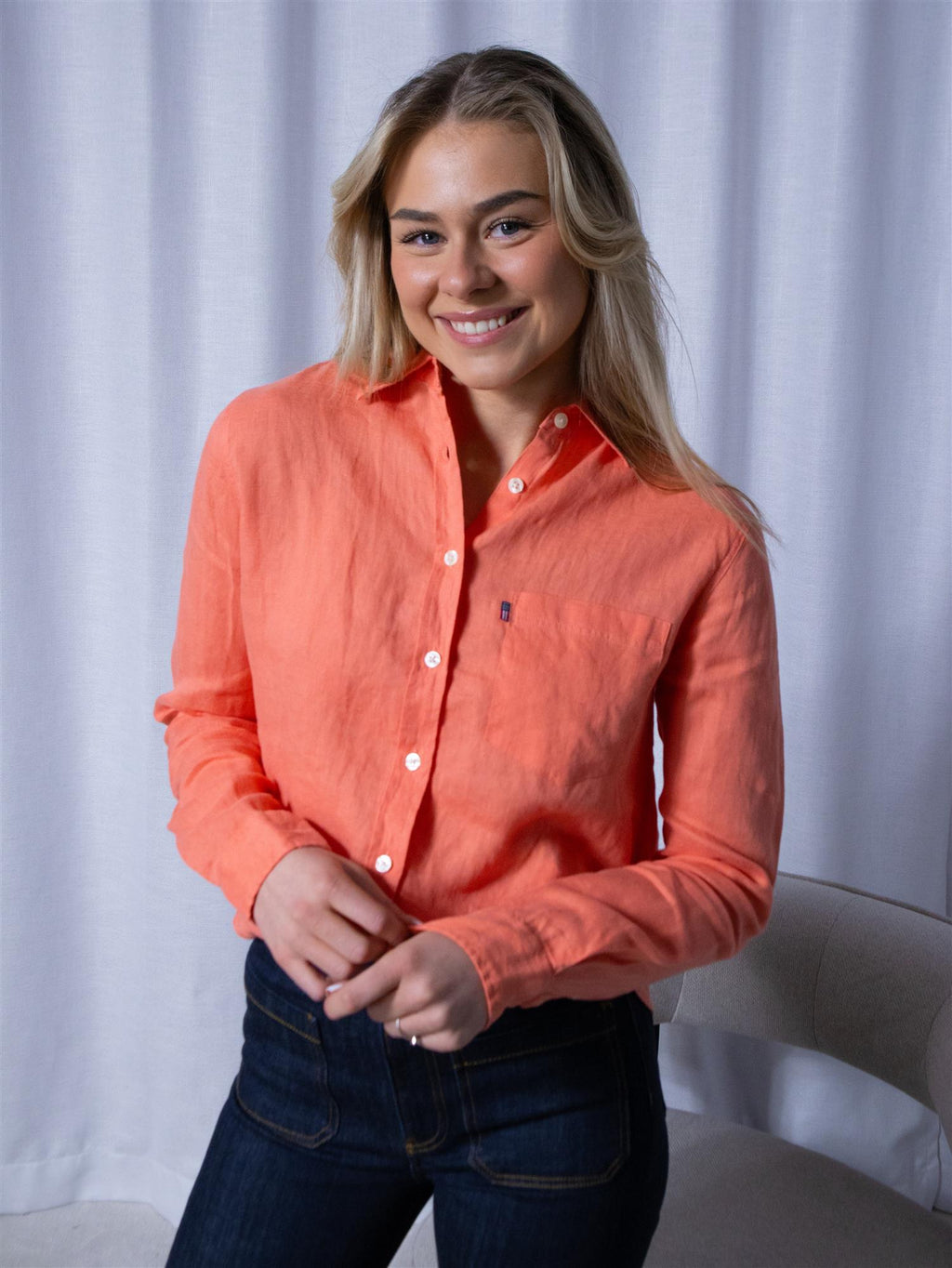 Lexington Classic Linen Shirt Coral