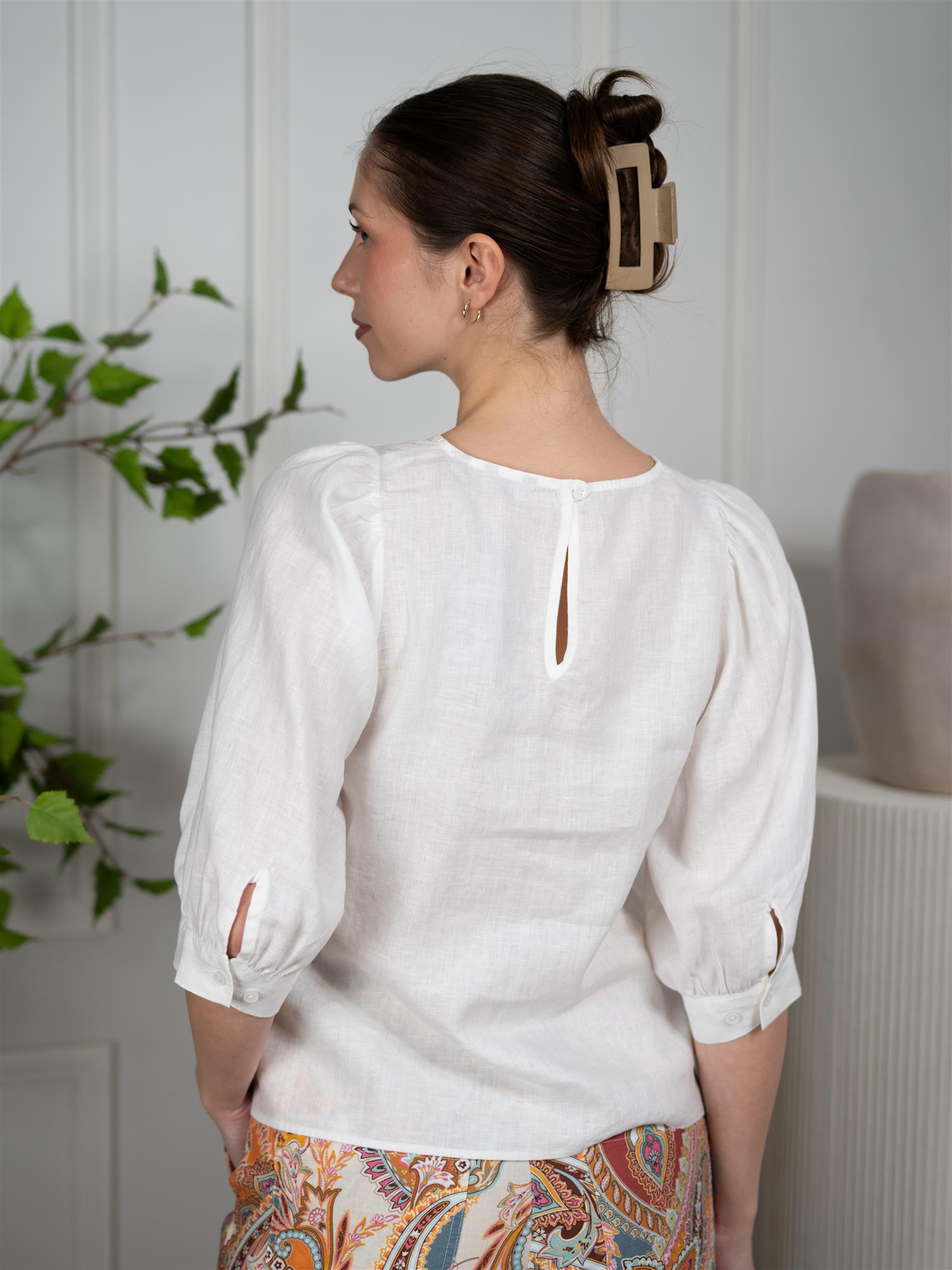 Stenströms Carmen Blouse Puff Sleeve White