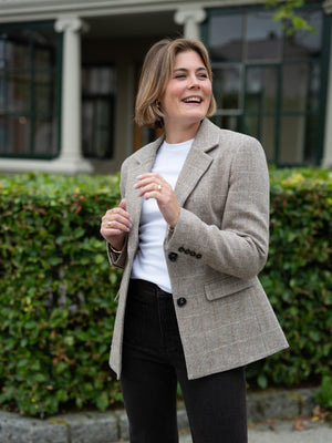 Camilla Pihl Brook Check Blazer Taupe Herringbo