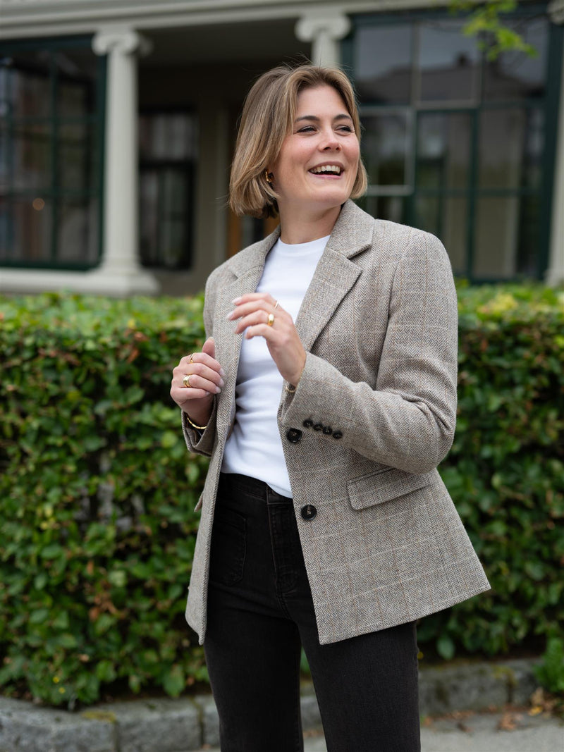 Camilla Pihl Brook Check Blazer Taupe Herringbo