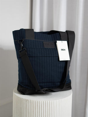 BRGN Shoulder Bag Navy Pinstripe