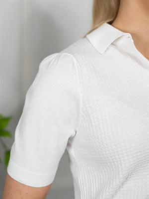 Sand Retro Polo Puff White