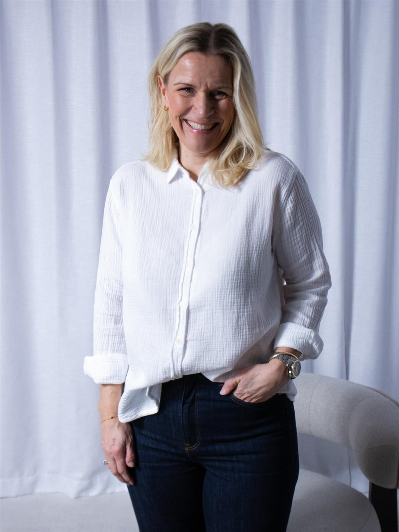 Denim Studio Rosalie Double Gaze De Coton Blanc