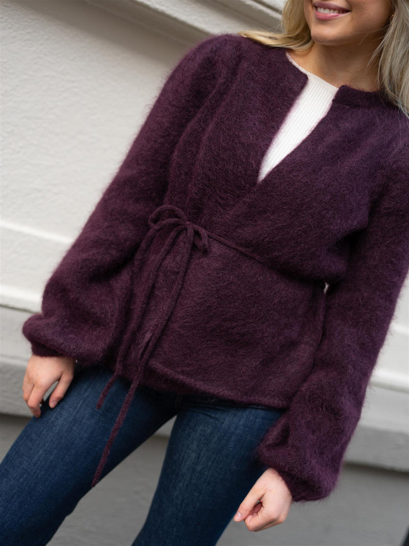 Ella&il Fredrikke Chunky Cardigan Red Wine