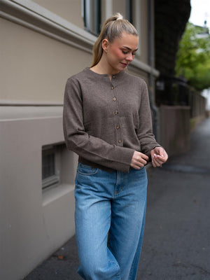 Christian Aks Diana Wool Cash Cardigan Cappucino