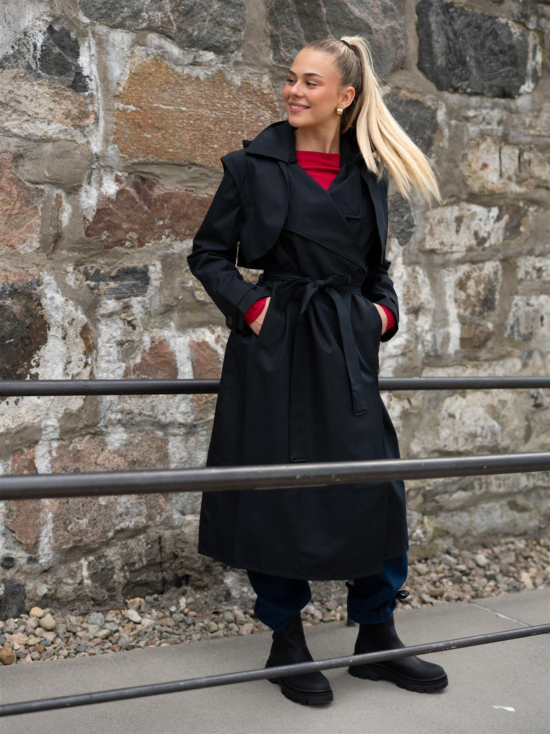 BRGN Regndråpe Trench Coat New Black