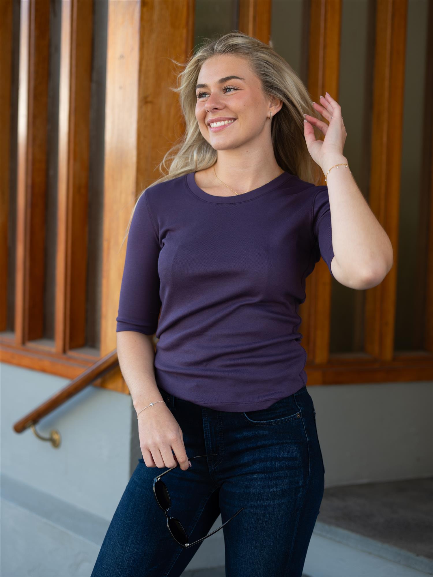 MMMali O-Neck3/4 Sleeve Tee Sweet Grape