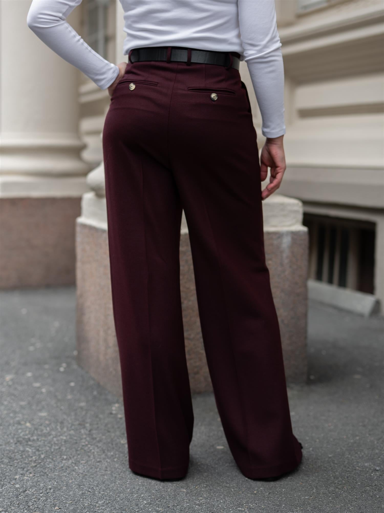 Sand Remi Tweed Dori Super Wide Dark Red