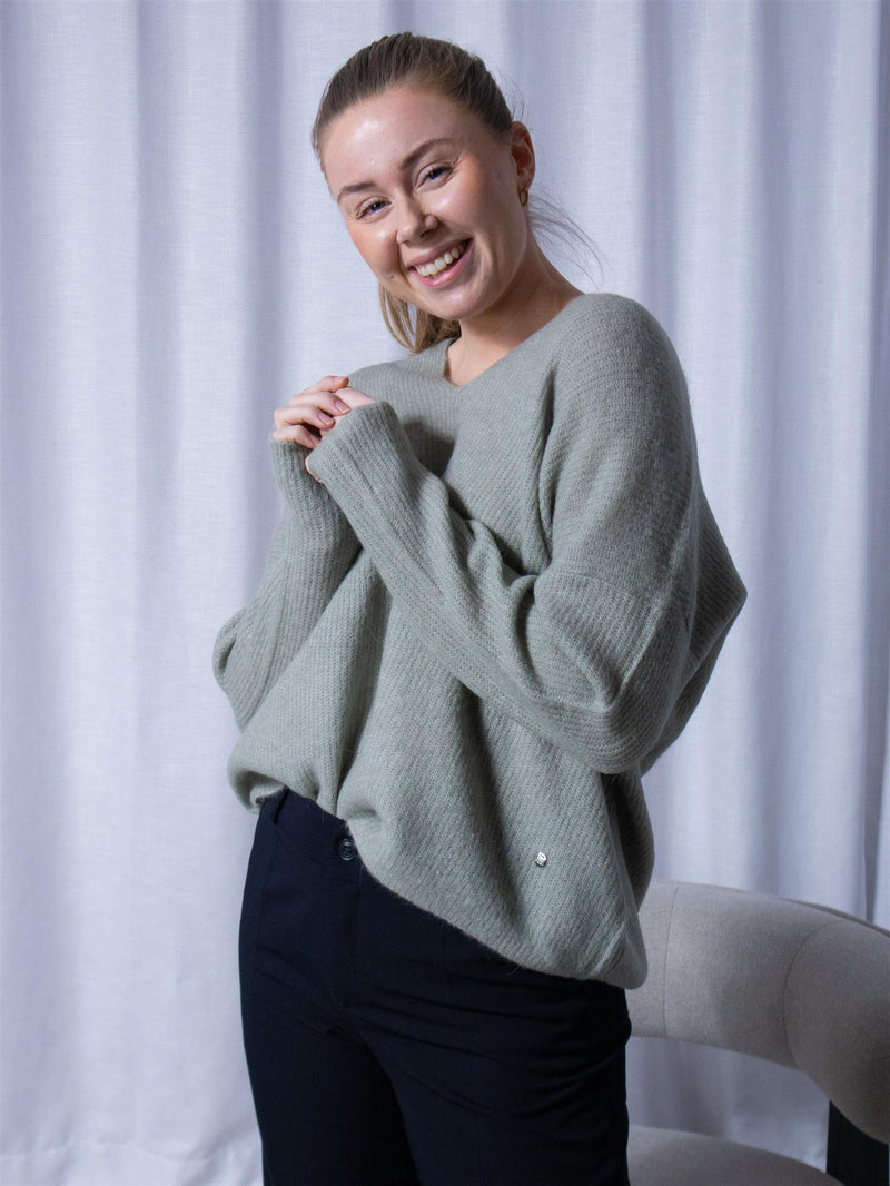 Mos Mosh Thora V-Neck Knit Shadow