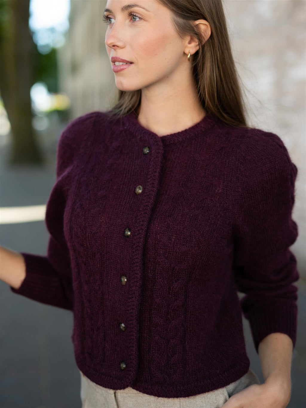 Dear Dharma Edge Cardigan Plum