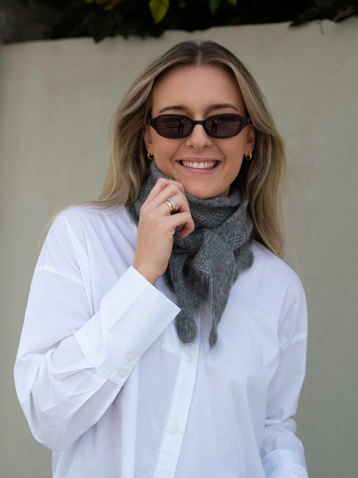 Opany Triangle Scarf Grey Melange