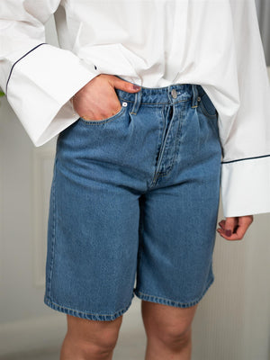ONE and OTHER Olympe Denim Shorts Mid Blue