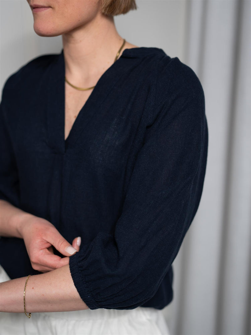 Gant Linen SS Blouse Evening Blue