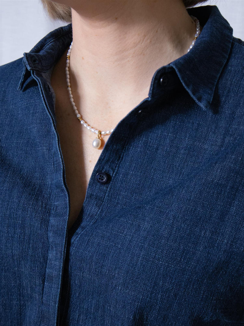 Mos Mosh Mattie Flip Denim Shirt Dark Blue