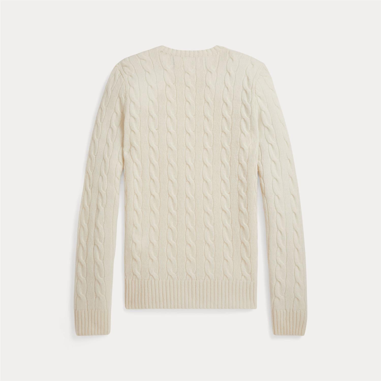 Cable Wool-Cashmere Crewneck Jumper White
