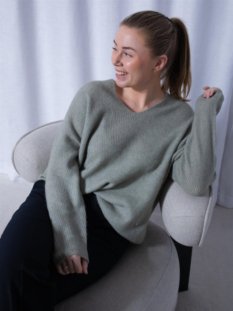 Mos Mosh Thora V-Neck Knit Shadow