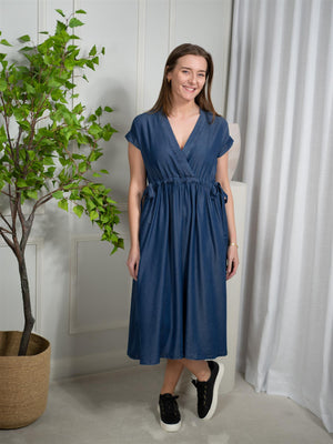 Stenströms Lana Dress V Neck Wrap Dark Blue