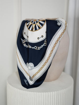 Stenströms Scarf 50x50 Navy Pattern