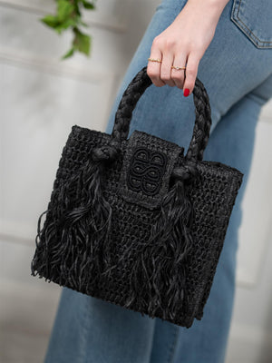 Ella&il Sigrid Straw Bag Black