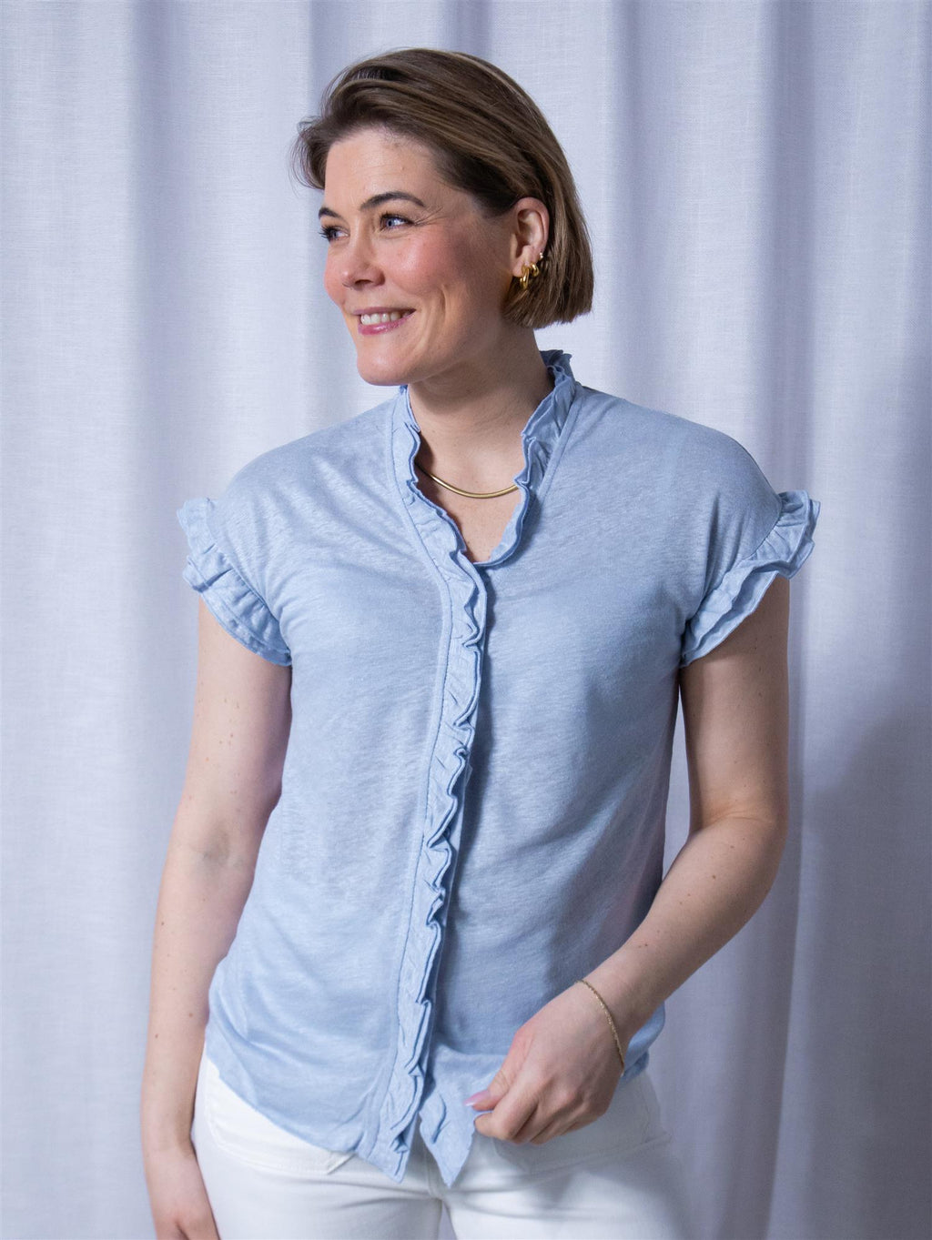 Ella&il Karianne Linen Tee Kentucky Blue