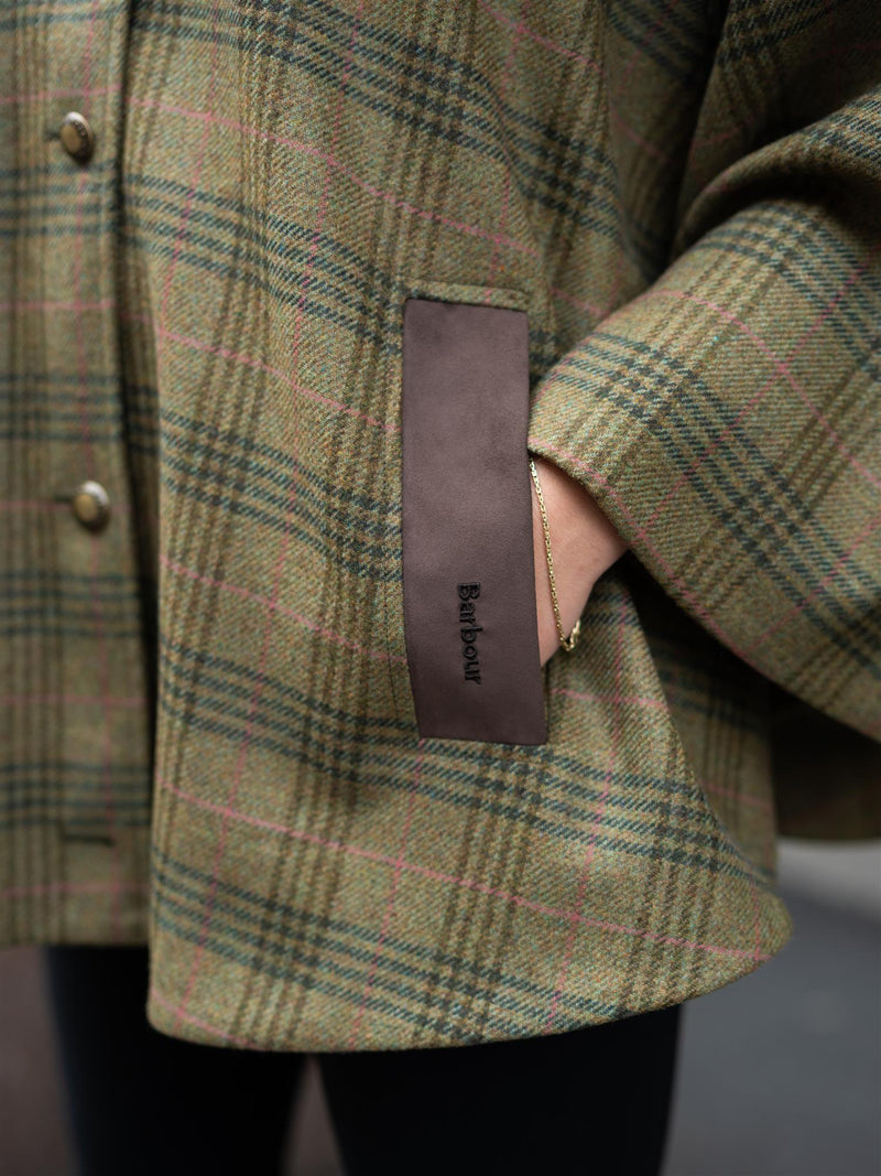 Barbour Flax Lily Wool Cape Dark Moss