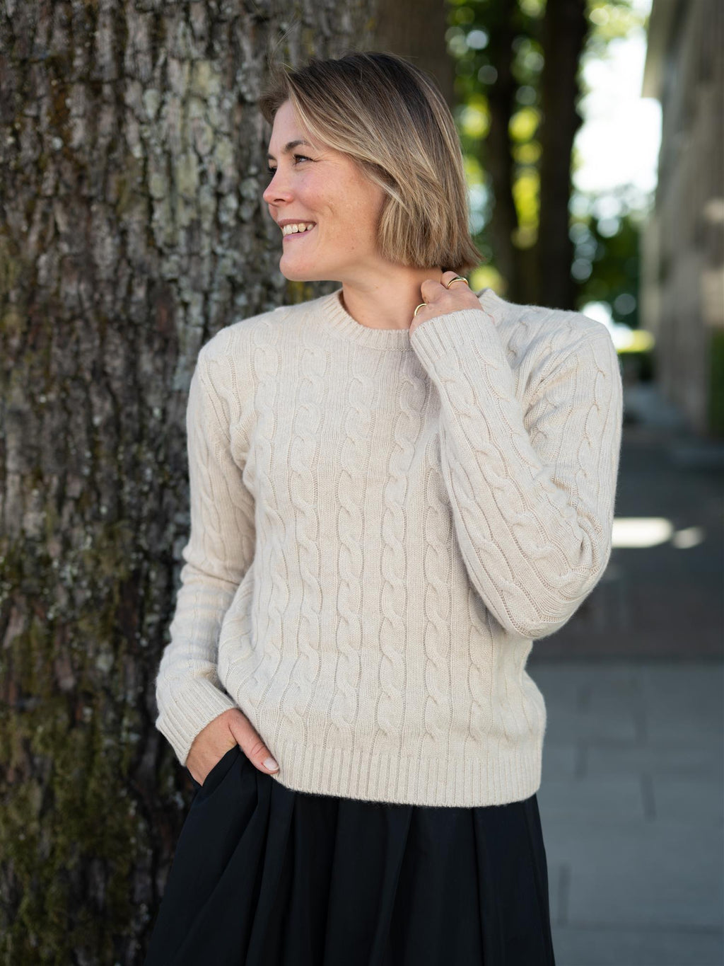 Stenströms Kerstin Cable Sweater Knit Beige