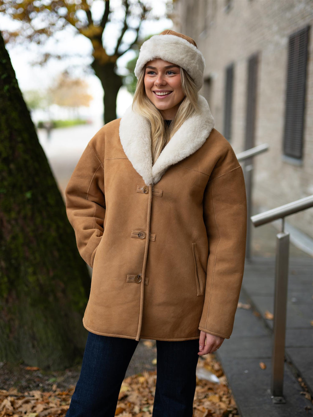 Camilla Pihl Melli Shearling Jacket Camel Suede
