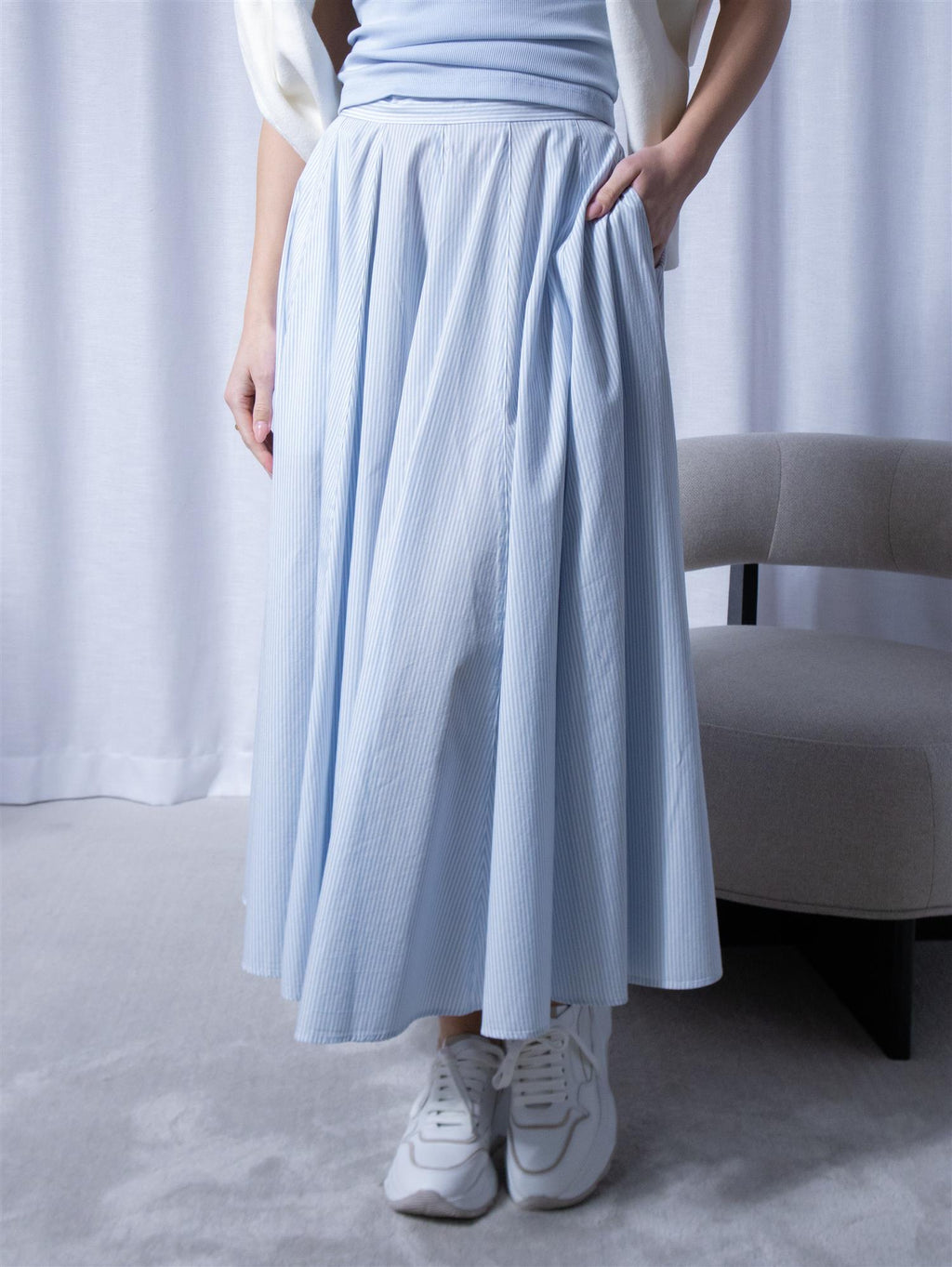 Gant Striped Skirt Fresh Blue