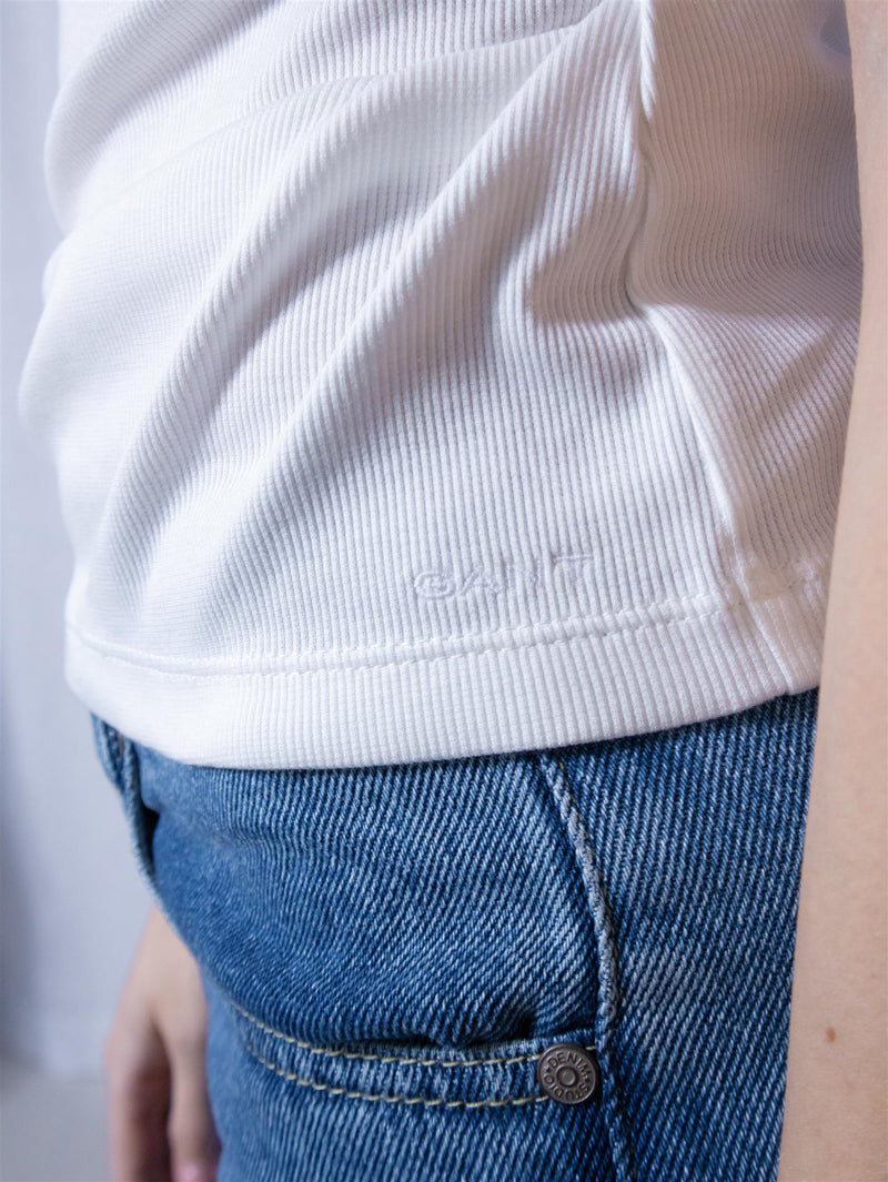Gant Slim Ribbed Tank Top White