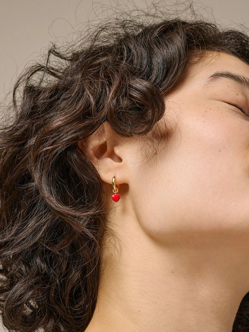 Enamel Hoops Amore Red Heart