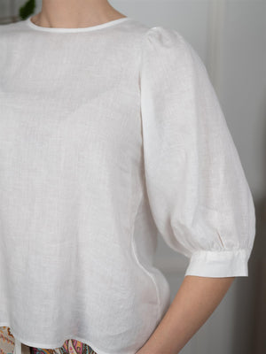 Stenströms Carmen Blouse Puff Sleeve White