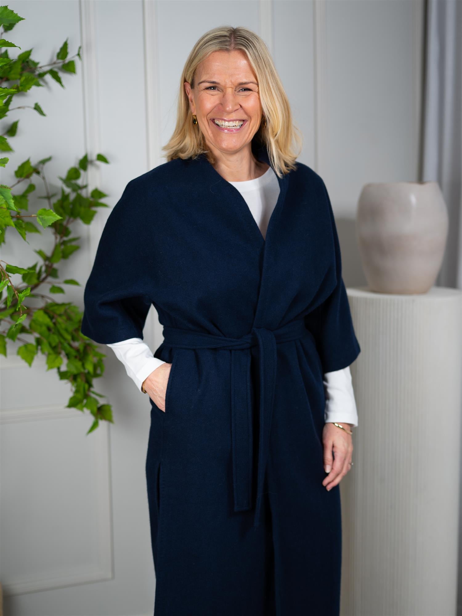 Christian Aks Ruby Lambswool Coat Navy