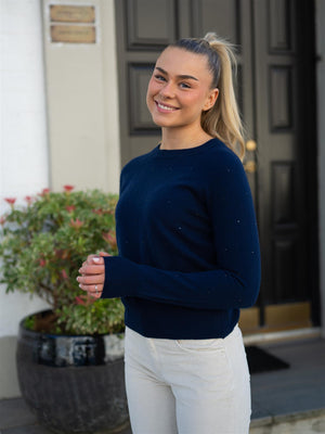 Fabienne Chapot Lidi Rhinestone Pullover After Midnight Blue