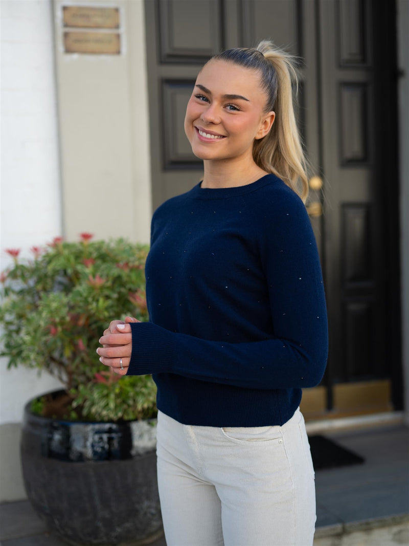 Fabienne Chapot Lidi Rhinestone Pullover After Midnight Blue