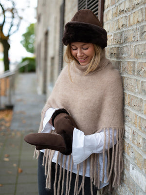 Ella&il Nikola Chunky Poncho Hazel Beige