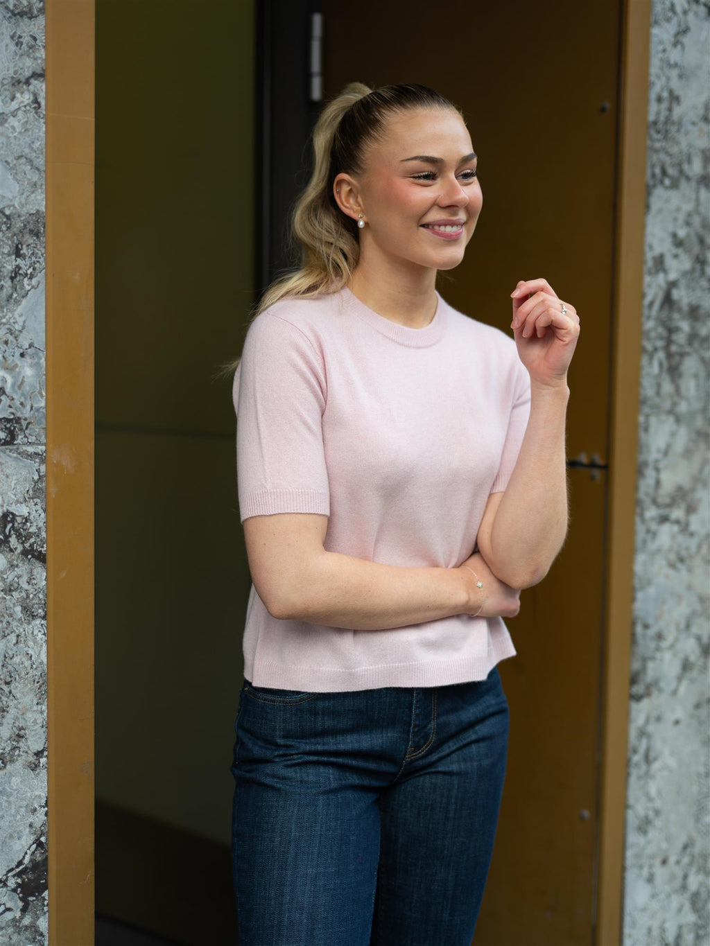 Stenströms Janet Short Sleeve Knit Light Pink