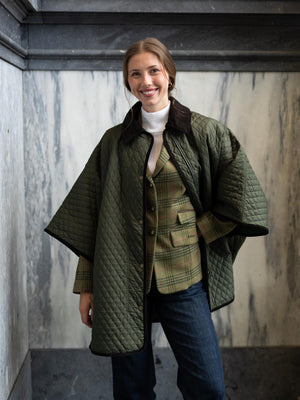 Barbour Oakham Quilted Cape Olive