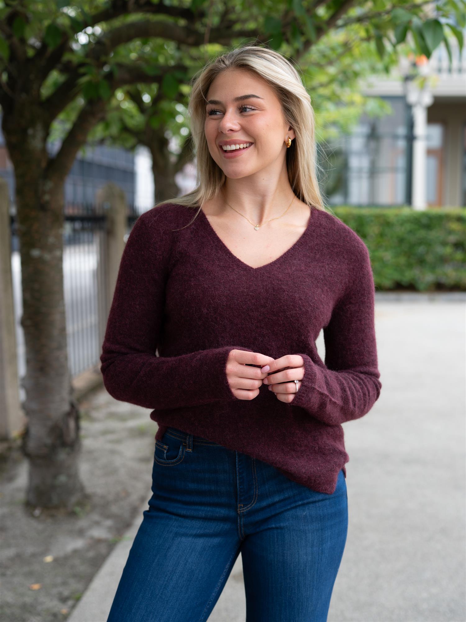 MMMape Sophia V-Neck Knit Port Royale
