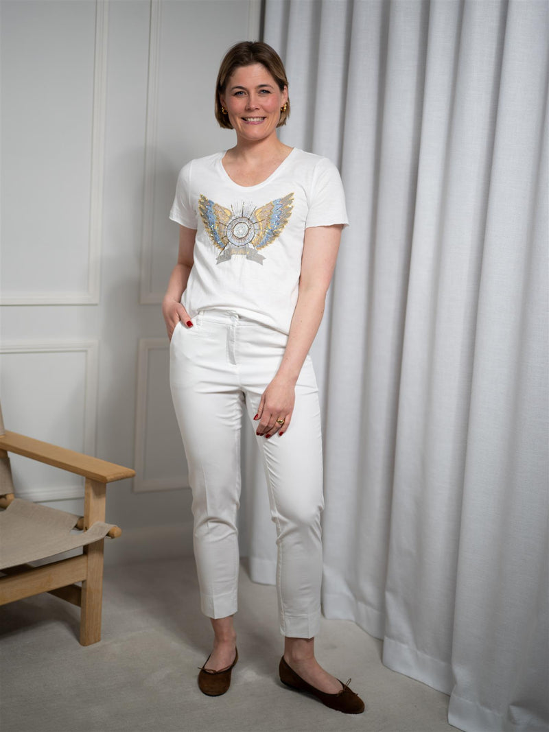 Cambio Stella Cropped White