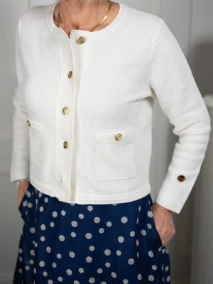 Busnel Estelle Solid Cardigan Ecru