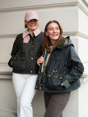 Barbour Cropped Beadnell Waxed Jacket Olive