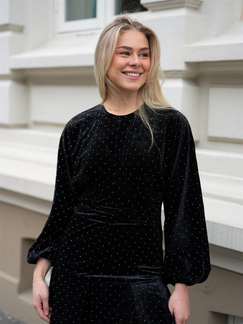 Ella&il Jamal Stud Velour Dress Black