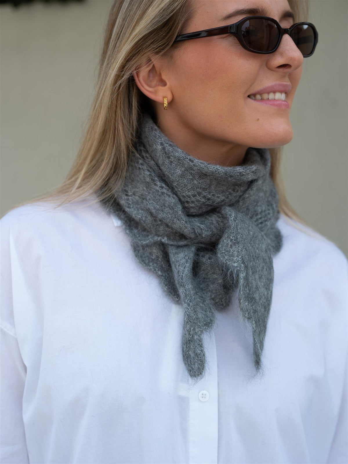 Opany Triangle Scarf Grey Melange