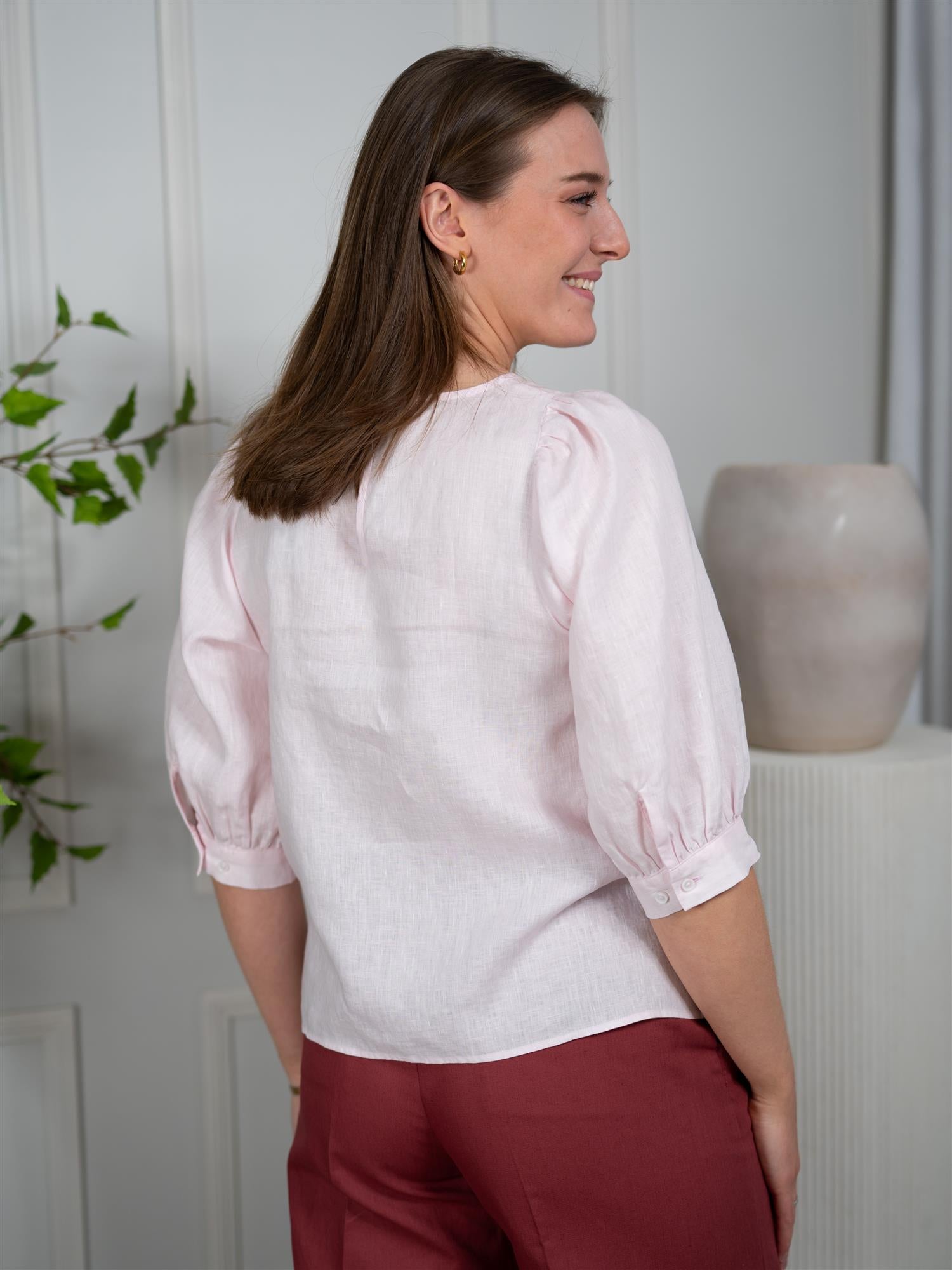 Stenströms Carmen Blouse Puff Sleeve Light Pink